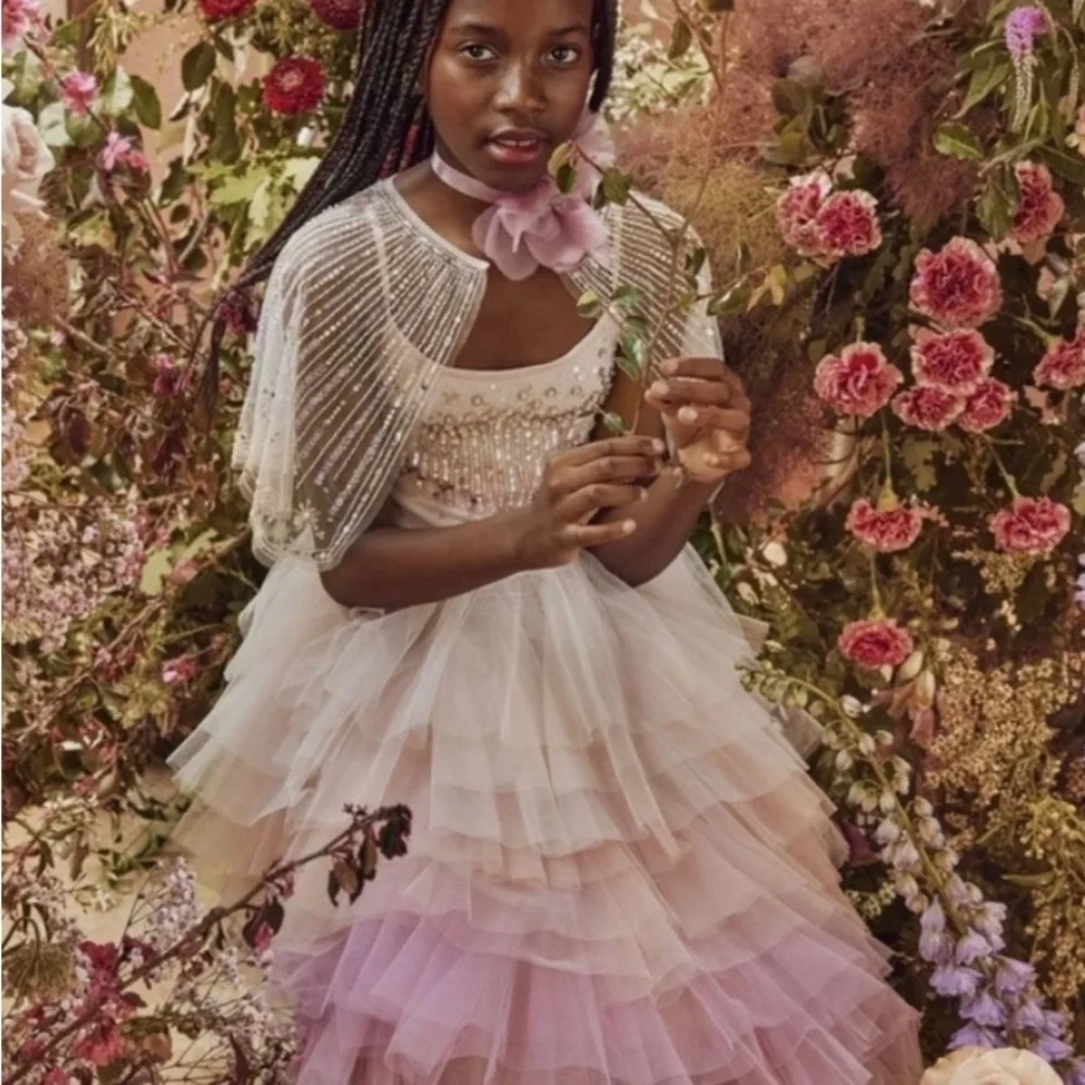 Tutu Du Monde Pink and White avant gardens jewel. Flower tutu Dress 8 to 9 years